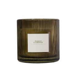 Ribbed Two Wick Candle-Bergamot & Cedarwood