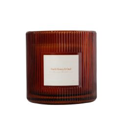 Ribbed Two Wick Candle-Dark Honey & Oud