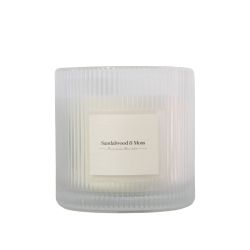 Ribbed Two Wick Candle-Sandalwood & Moss