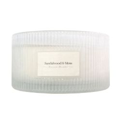 Ribbed Three Wick Candle-Sandalwood & Moss