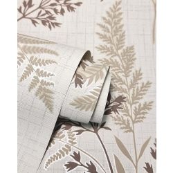 Fine Decor Fern Luxury Textured Vinyl Wallpaper, Mocha