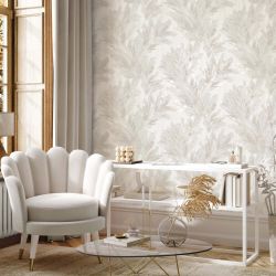 Vymura Gianni Feather Heavyweight Vinyl Wallpaper, Warm Ivory