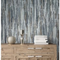 Vymura Gianni Plain Heavyweight Vinyl Wallpaper, Blue Grey
