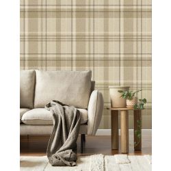 Crown Harris Check Luxury Textured Wallpaper, Natural