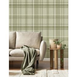 Crown Harris Check Luxury Textured Wallpaper, Green