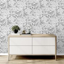 Distinctive Imogen Floral Wallpaper, Mono