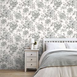 Fine Decor Isabella Floral Wallpaper, Grey