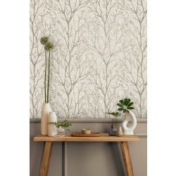 Crown Lynford Trees Mid Weight Vinyl Wallpaper, Natural
