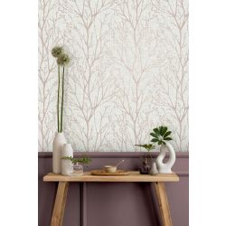 Crown Lynford Trees Mid Weight Vinyl Wallpaper, Blush