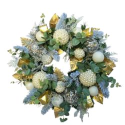 53cm Wreath Green W Pearls