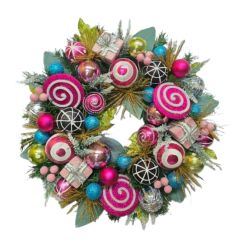 53cm Wreath Pink W Presents 