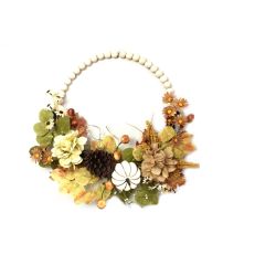 Autumn Leaves Half Wreath W Pumpkin 50cm