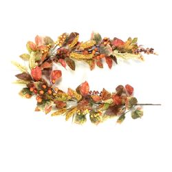 Garland W Autumn Leaves And Orange Berry 150cm