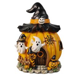 Whimsical Witch Hat Pumpkin House Halloween Decor