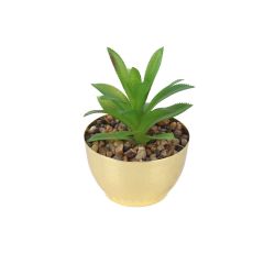 Mini Artificial Plant in Gold Pot 