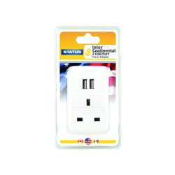 Status USA - Intercontinental Adaptor with 2 x USB