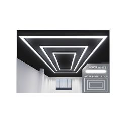 Ener-J 536W Designer Ceiling Light 3 Rectangle Inner Frame Border Cct Switchable Black 240V