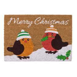 Christmas PVC Coir - 40 x 58cm - Christmas Robins