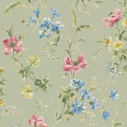 Laura Ashley Poppy Meadow Sage Green Wallpaper