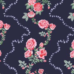 Cath Kidston Rose Flutter Navy Wallpaper