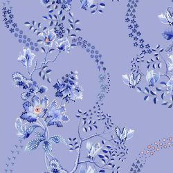 Cath Kidston Road Floral Dusky Blue Wallpaper