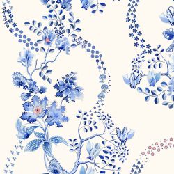 Cath Kidston Road Floral Blue & White Wallpaper