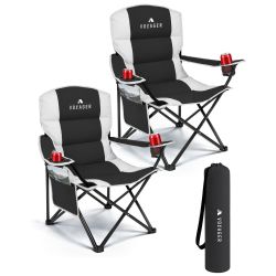 Voyager Padded Camping Chair 2Pk Black