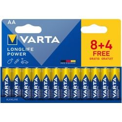 VARTA AA Longlife Power LR6 Alkaline Batteries pack of 8 plus 4 free