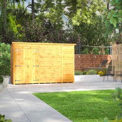 Powersheds Pent Garden Shed10ftx4ft Wndwls Dbl Drs