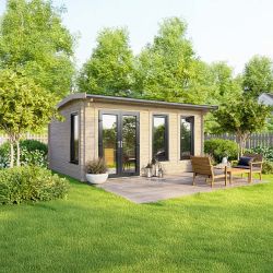 Powersheds Apex Log Cabin 16ft x 10ft DoorsToLeft