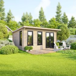 Powersheds Pent Log Cabin 16ft x 12ft DoorsToRight