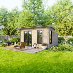 Powersheds Apex Log Cabin 14ft x 10ft DoorsToLeft