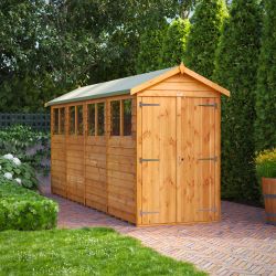 Powersheds Overlap Apex Garden Shed 16ft x 4ft DD