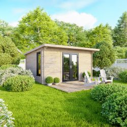 Powersheds Pent LogCabin 14ft x 10ft Doors Central