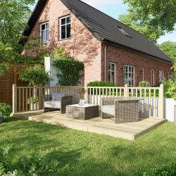 Powersheds Deck - 8ft x 16ft - Handrails on Two Sides