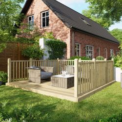 Powersheds Deck - 12ft x 12ft - Handrails on Three Sides