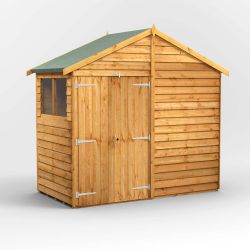 Powersheds Overlap Apex Garden Shed - 4ft x 8ft - Double Doors