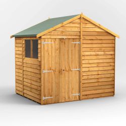 Powersheds Overlap Apex Garden Shed - 6ft x 8ft - Double Doors