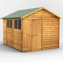 Powersheds Overlap Apex Garden Shed - 10ft x 8ft - Double Doors