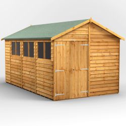 Powersheds Overlap Apex Garden Shed - 14ft x 8ft - Double Doors