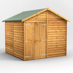 Powersheds Overlap Apex Garden Shed - 8ft x 8ft - Windowless, Double Doors