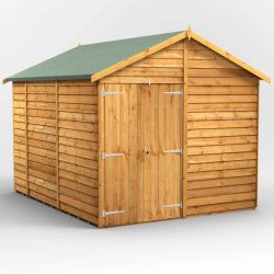 Powersheds Overlap Apex Garden Shed - 10ft x 8ft - Windowless, Double Doors