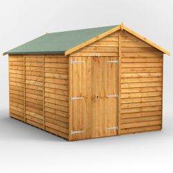 Powersheds Overlap Apex Garden Shed - 12ft x 8ft - Windowless, Double Doors