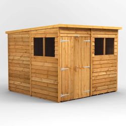Powersheds Overlap Pent Garden Shed - 8ft x 8ft - Double Doors