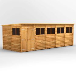 Powersheds Overlap Pent Garden Shed - 20ft x 8ft - Double Doors