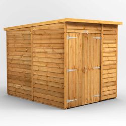 Powersheds Overlap Pent Garden Shed - 6ft x 8ft - Windowless, Double Doors