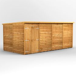 Powersheds Overlap Pent Garden Shed - 16ft x 8ft - Windowless, Double Doors