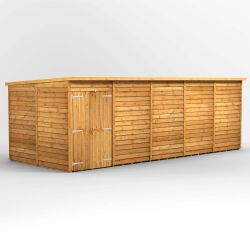 Powersheds Overlap Pent Garden Shed - 20ft x 8ft - Windowless, Double Doors
