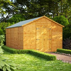 Powersheds Apex Garden Shed - 18ft x 10ft - Windowless, Double Doors