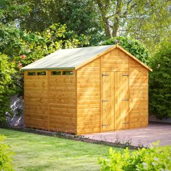 Powersheds Apex Security Shed - 8ft x 10ft - Double Doors